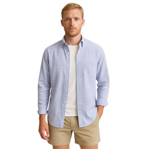 Frank & Eileen Men's Finbar Shirt L Blue Pink Grid Pattern | Luxe Italian Cotton